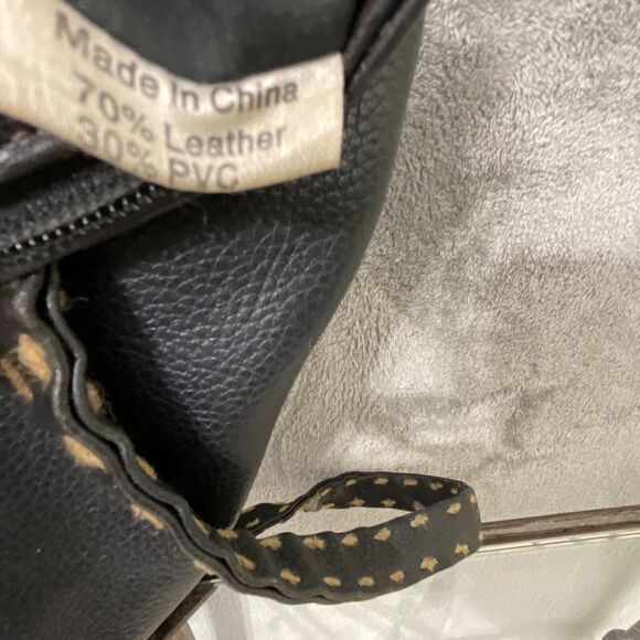 Vintage The Sak Elliot Lucca Black Leather/PVC Purse Thick contrasting trim 80’s - Picture 14 of 15